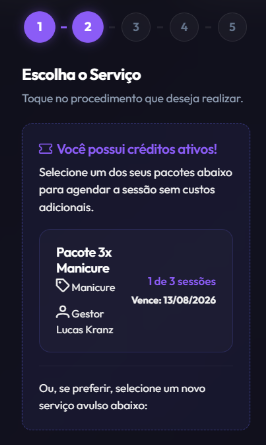 Agendamento Online de Sessão do Pacote do SalonControl